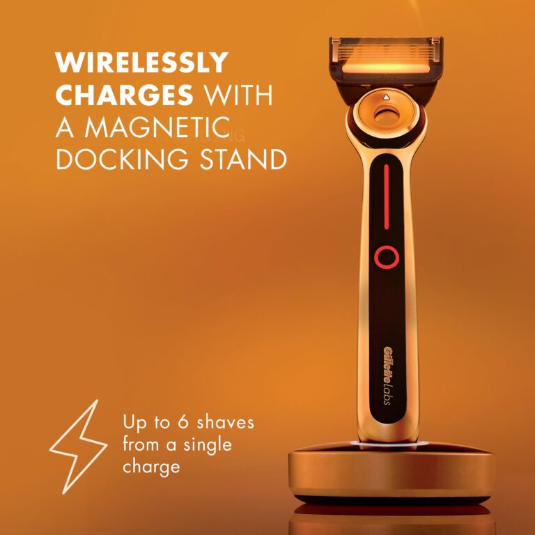 Gillette Labs Heated Razor Gold Edition - 1 Handle, 5 Blade Refills, 1 Charging Dock - Image 3