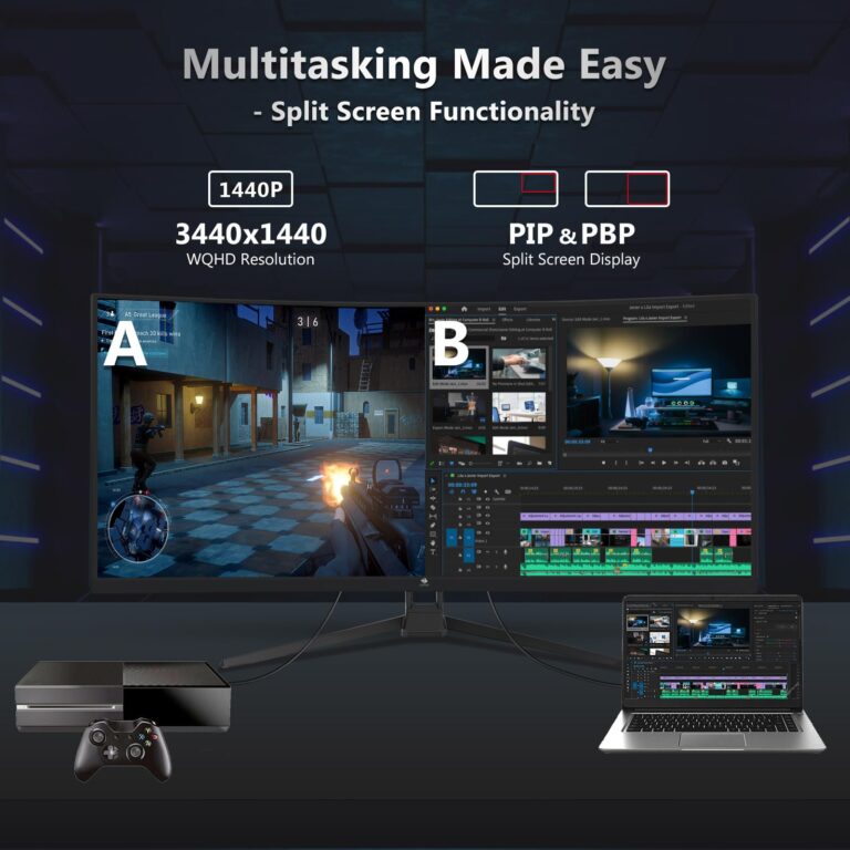 Z-Edge UG34 34" Ultrawide 2K Curved Gaming Monitor with 165Hz Refresh Rate, 21:9 Aspect Ratio, 1ms MPRT, 3440x1440 Resolution, 1500R Curvature, VA Panel, 178 Viewing Angles, AMD Freesync - Image 4