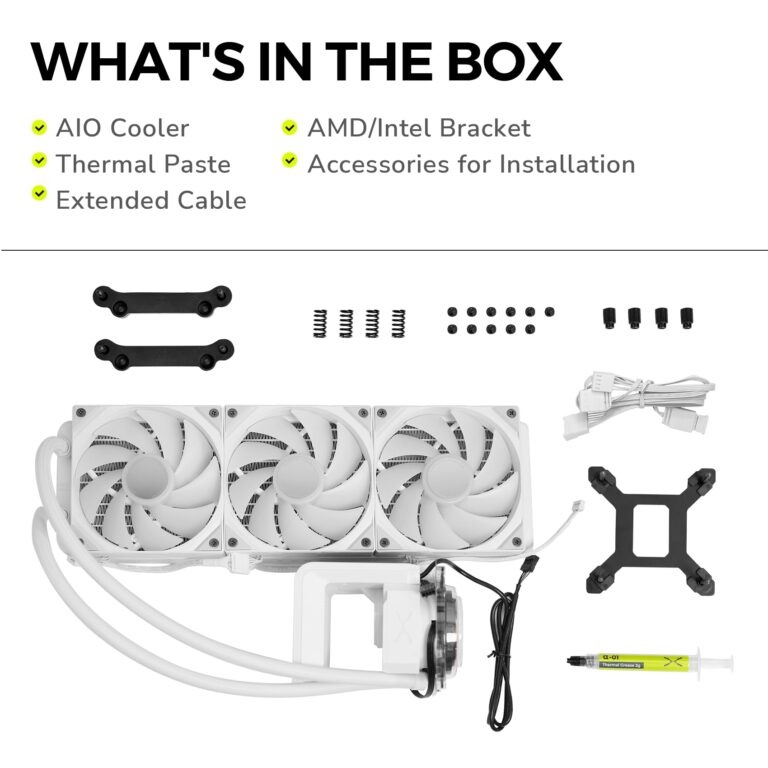 TRYX Panorama SE 360 ARGB White 360mm AIO Rotatable 6.5'' AMOLED Curved Screen 3D Anamorphic Effect Customizable AIO Cooler 360mm White Asetek Adela 280w TDP Intel LGA 1851/1700/1200/115X AMD AM5/AM4 - Image 2