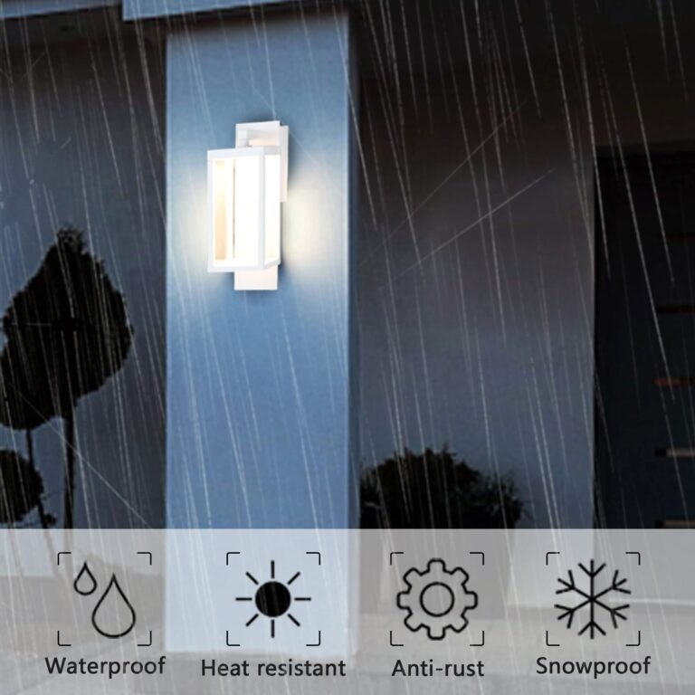 Lustrlach 2 Pack White Dusk to Dawn Outdoor Wall Lights for House LED Photocell Exterior Light Fixture with Glass IP54 Waterproof Modern Patio Light for Garage Indoor Entryway Garden,3000K,14IN - Image 3