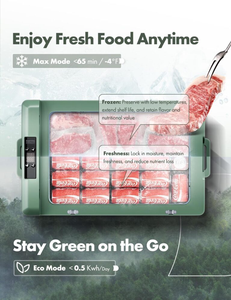 A-Premium 47QT/44.7L Portable Car Fridge Refrigerator Cooler (w/ ABS777 Cover), -4°F~68°F Fast Cooling with 12/24V DC & 110-240V AC for Roadtrip, Camping, Travel, RV, Outdoor, Fast Cooling & Two Modes - Image 6