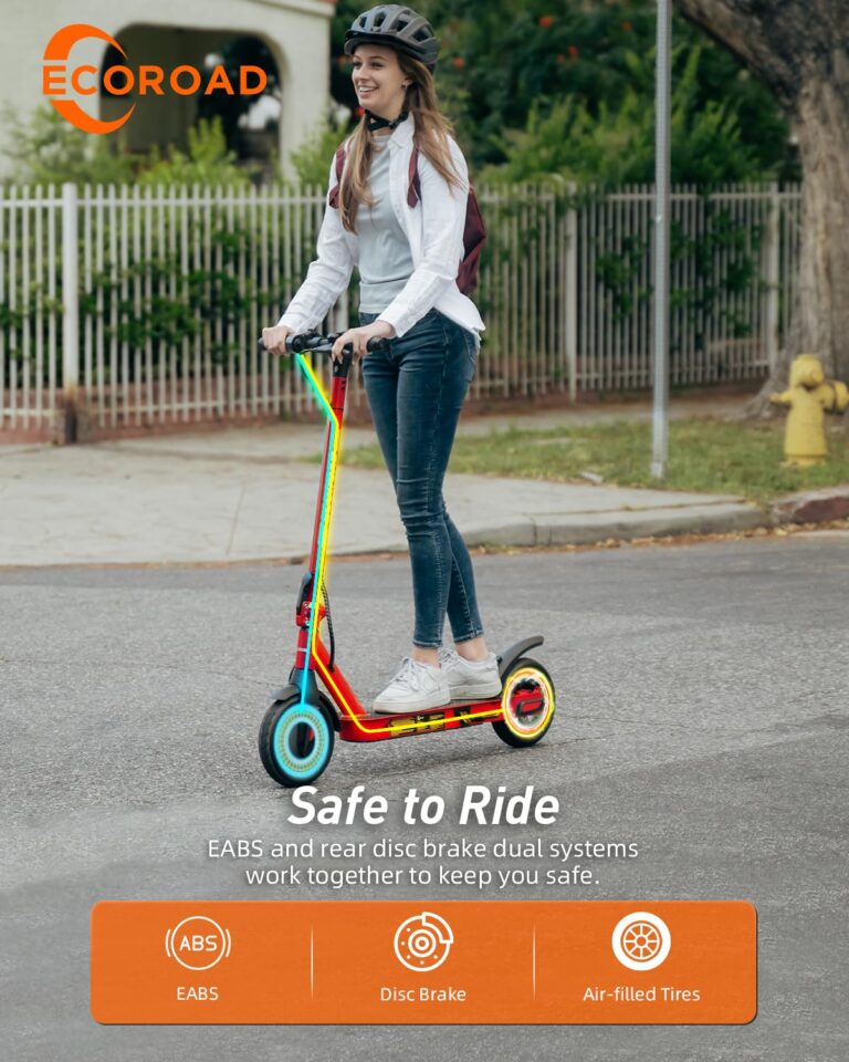 ECOROAD Electric Scooter EC6, 400W Peak Motor & 19 MPH Adults Commuting Scooters, 15 Miles Long Range Electric Kick Scooters, 8.5" Pneumatic Tires Lightweight Foldable E-Scooter with Turn Signals - Image 6
