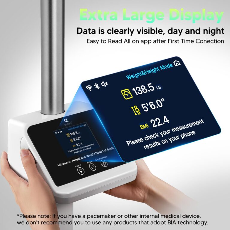 arboleaf Digital Physician Scale, FSA HSA Eligible, Ultrasonic Height and Weight Scale, Smart Body Composition Analyzer for Gym and Home, 11-485lb, 6ft.4.8in, Body Fat Measurement, Weight, Height, BMI - Image 6
