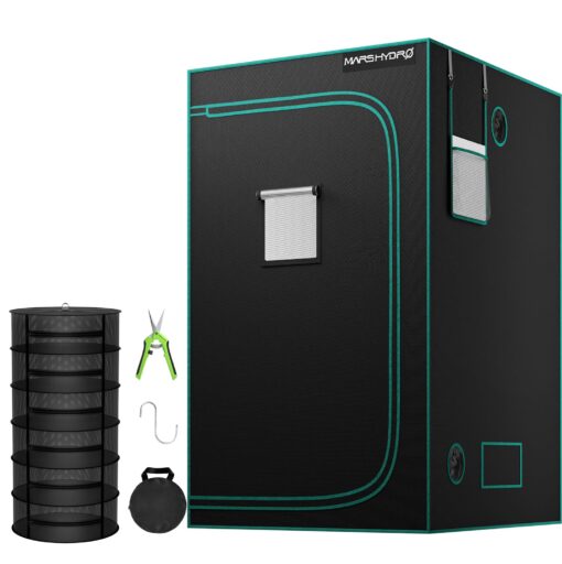 MARS HYDRO 4x4 Grow Tent (48"x48"x80") & 2 ft 6 Layers Drying Rack Combo Kit, Indoor Plant Growing Combo to Maximize Plant Yield for Hydroponics or Indoor Gardening