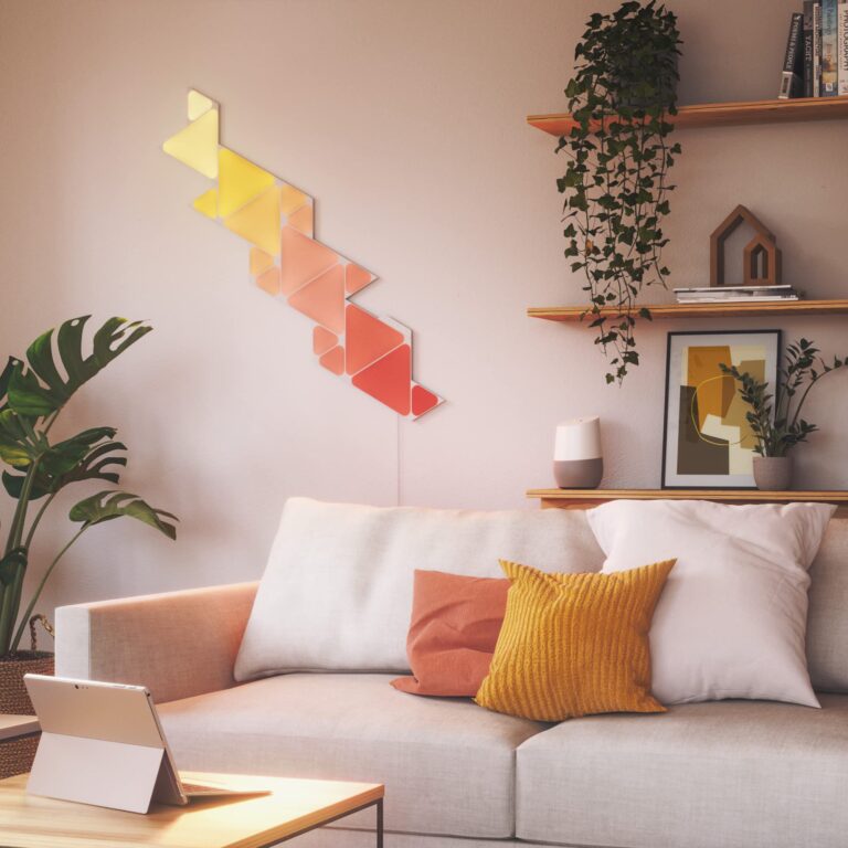 Nanoleaf Shapes Triangles and Mini Triangles WiFi and Thread Smart RGBW LED Dimmable Gaming and Home Decor Wall Lights Smarter Kit (17 Pack) - Image 5