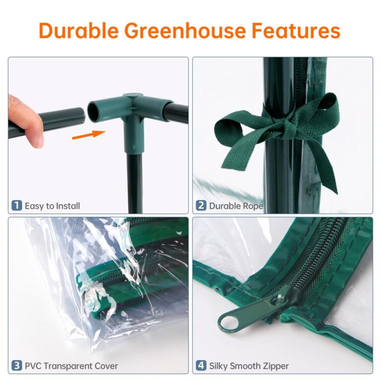 Bstrip Walk In Greenhouse, Indoor Greenhouse with Grow Lights, Mini Indoor Greenhouse with Roll-Up Zipper Entry Door and PVC Cover, Dimmable 2FT 120W Plant Light with Timer (56.3"W X 56.3"L X 76.8"H ) - Image 3
