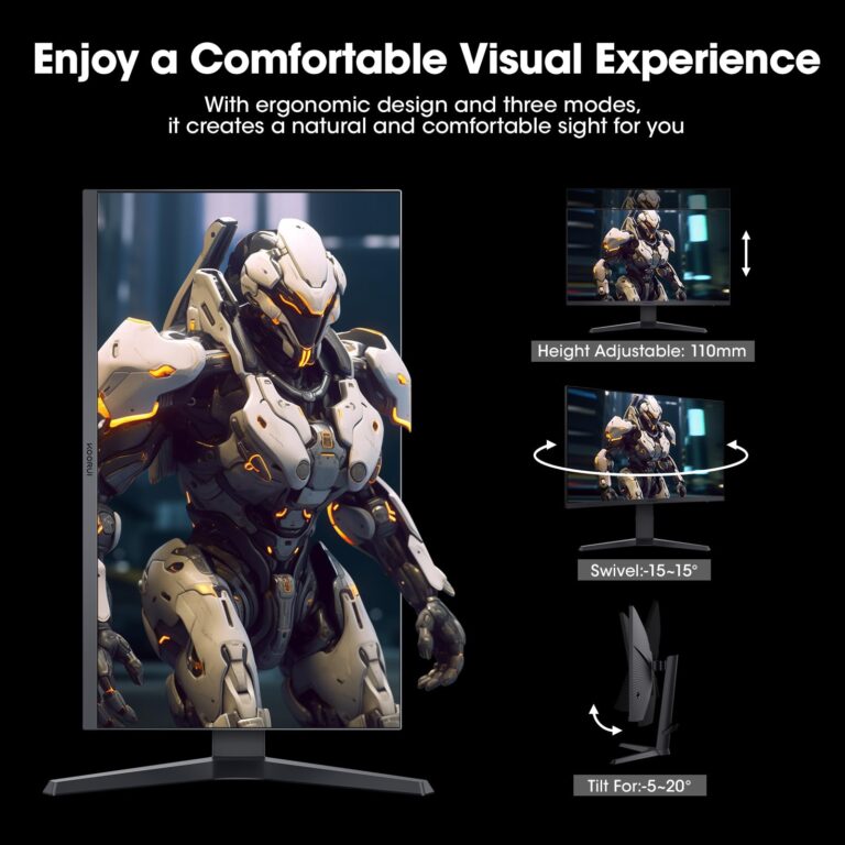 KOORUI 27 inch Gaming Monitor, WQHD (2560x1440) Computer Monitor, 240Hz, 1ms, AdaptiveSync Technology, HDR400, HDMI DisplayPort 2K Monitor, VESA Mountable, Tilt Adjustable, Eye Care, Black 27E3QK - Image 6