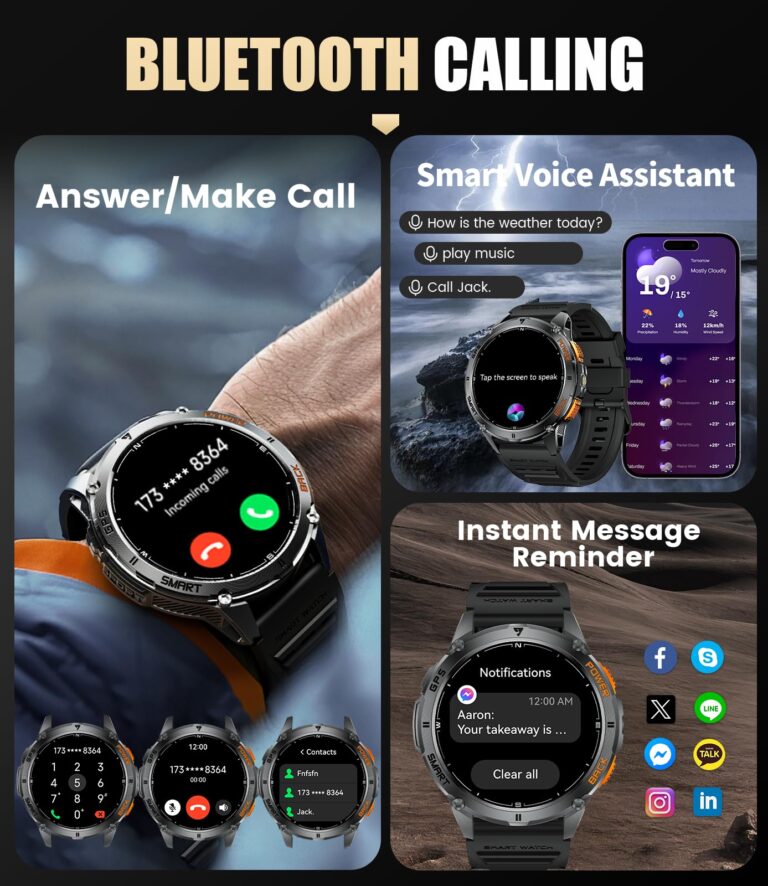 LIGE GPS Smart Watch for Men, Compass/LED Flashlight/6 Satellite Positioning/1.43" AMOLED Smartwatch, 100+ Sports Mode Fitness Tracker Watch for Android iOS, IP68 Waterproof Watch for Swimming - Image 4
