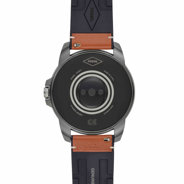 Fossil 44mm Gen 5E Stainless Steel and Leather Touchscreen Smart Watch, Color: Smoke, Brown (Model: FTW4055V) - Image 4