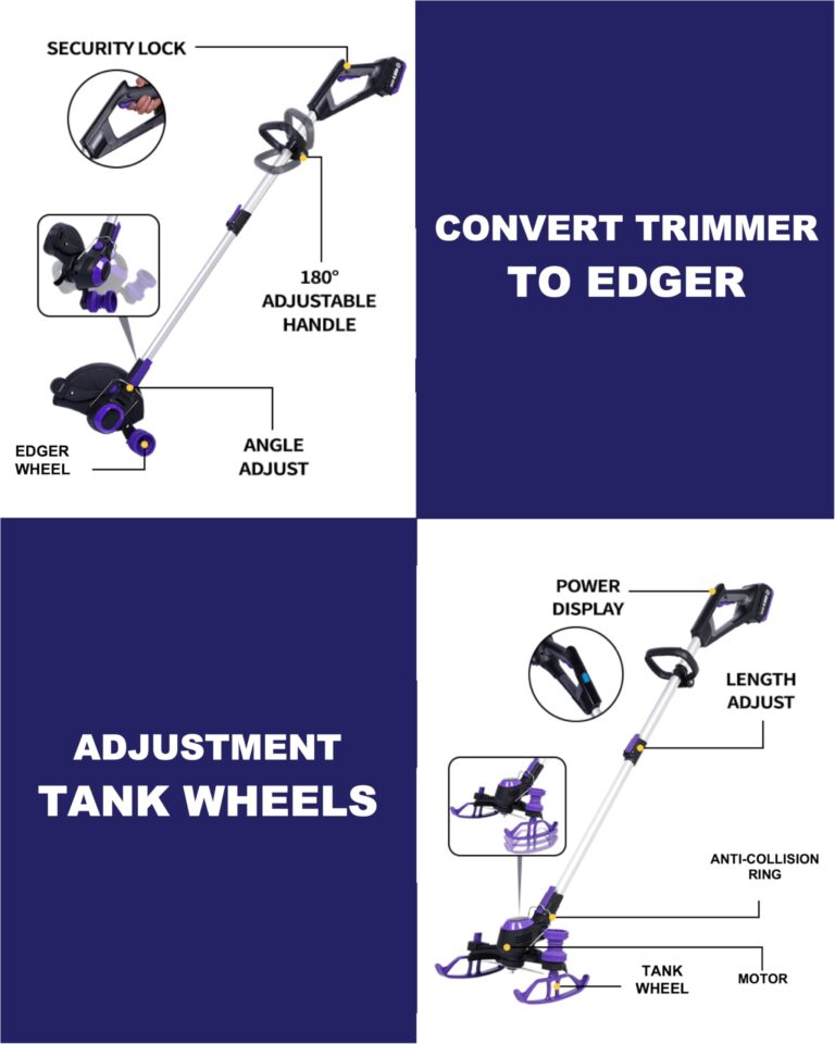 YardEz Cordless Weed Wacker - 5.2lbs Lightweight, 100 Min Runtime, Edger/Mower in 1 with Nylon/Steel/Saw Blades for Yard Care (4.0Ah Battery and Charger Included) - Image 3