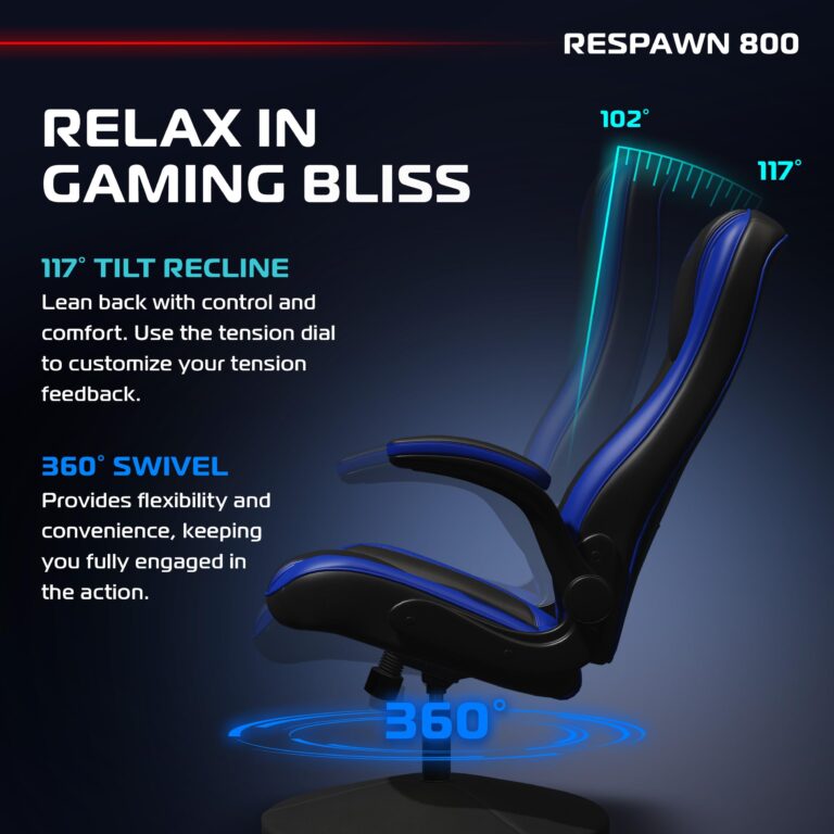 RESPAWN 800 Gaming Chair Floor, Swivel Rocker Gaming Chair, High Back Ergonomic Floor Gaming Chair for Kids and Adults, Gaming Recliner, Floor Rocker Chair with Armrests - Blue - Image 3
