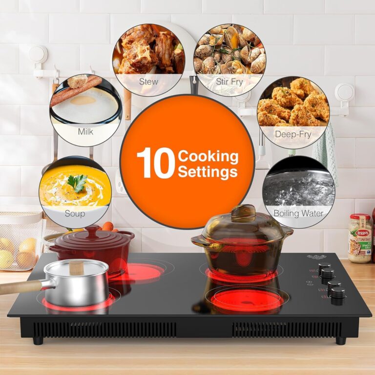 GIHETKUT 4 Burner Electric Cooktop,7200W Built-in & Countertop 4 Burner Electric Stove with 9 Power Levels, Child Safety Lock & 99 mins Timer, 30 inch Electric Cooktop 220-240V (No Plug) - Image 3
