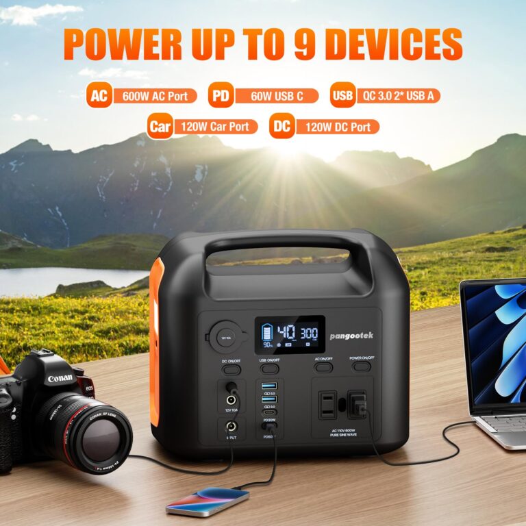 Portable Power Station, 600W (1200W Peak) 299Wh LiFePO4 Solar Generator Pure Sine Wave 110V AC Car Outlets PD 60W QC3.0 Backup Power Supply Bank for Camping, Blackout, CPAP - Image 7
