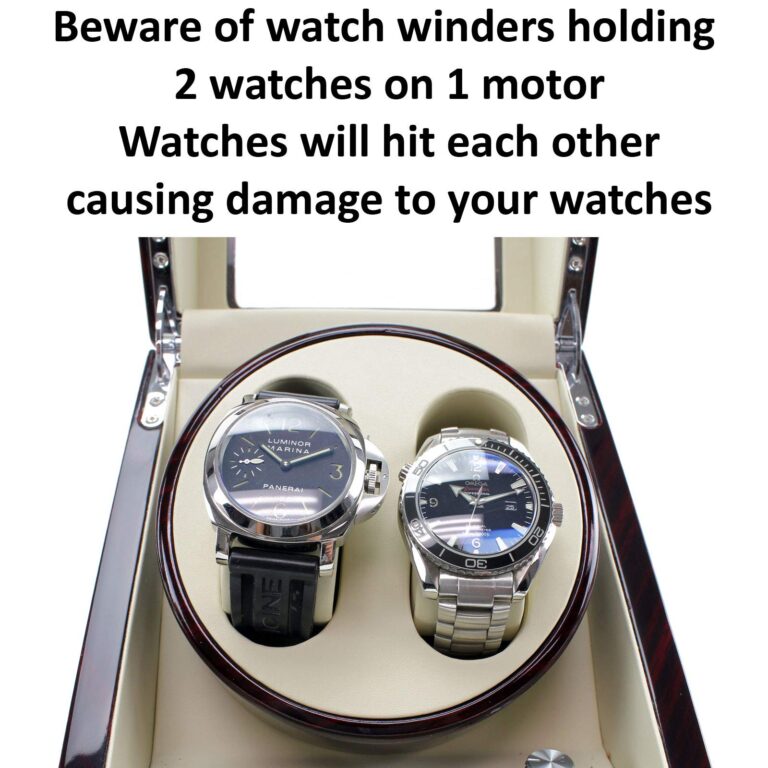 Heiden Monaco Double Watch Winder in Black Leather - Battery Powered or AC Adapter, 12 Program Settings, Diamond Stitched Vegan Leather, Soft Linen Interior, Large Interior Space for Large Watches - Image 2