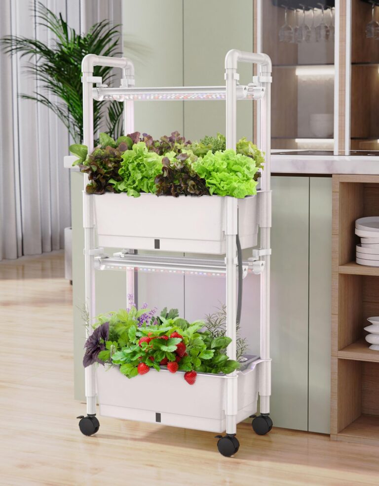 Hydroponics Growing System,AOONEG 28 Pods Indoor Herb Garden with LED Grow Light,Hydroponics Growing System Kit with Automatic Timer,Pump System,Adjustable Height（No Seed） (White, 28 Pods) - Image 2