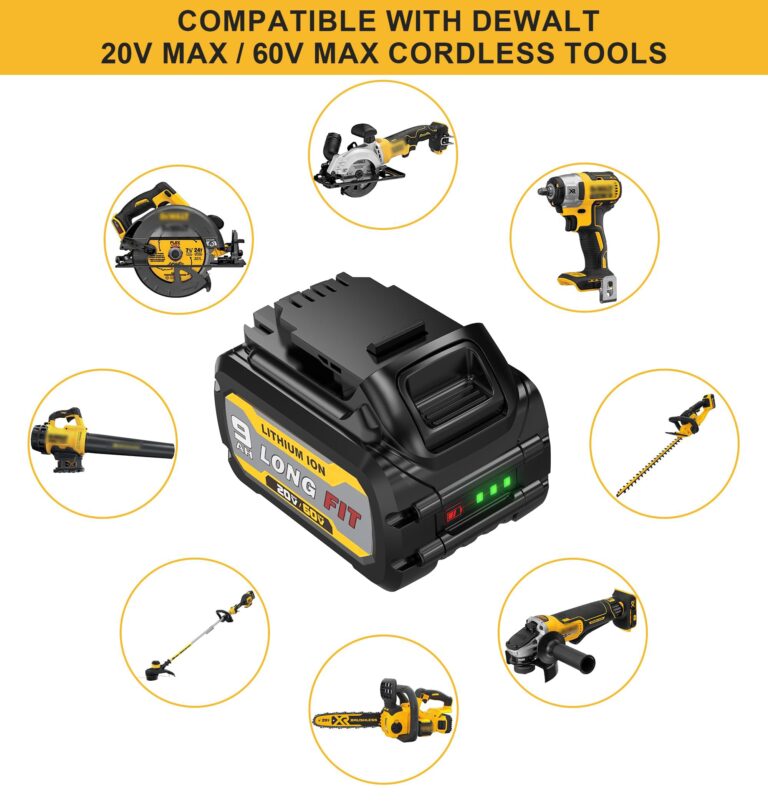 LONG FIT 4 Pack 9.0Ah Battery Replace for Dewalt 20V/60V 9.0AH Battery DCB606 DCB609 DCB612 Compatible with DeWalt 20V/60V Power Tools, Compatible with Dewalt Chargers - Image 4
