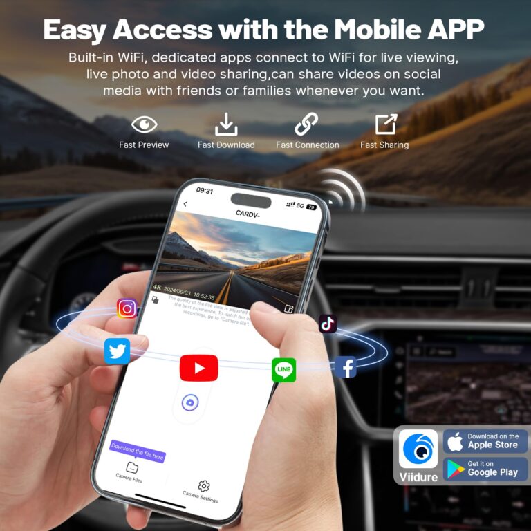 KuTaiTai Front 4K & Rear 1080P Dash Cam for Toyota RAV4 2022 2023 2024 2025 LE Limited SE Adventure XLE Premium XSE (Model B) with Vent Hole, OEM Look, WiFi&APP, G-Sensor, Loop Recording, 128GB Card - Image 5