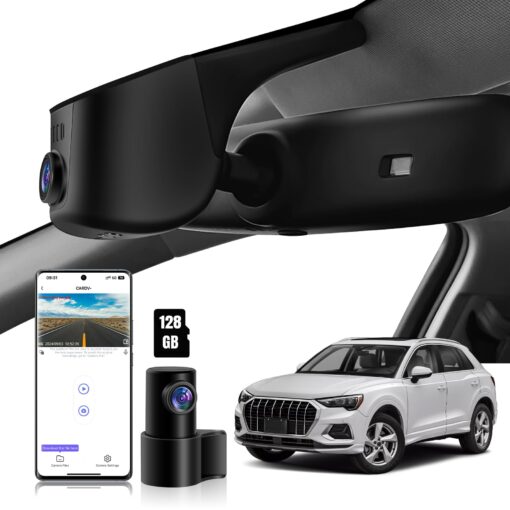 KuTaiTai Front 4K + Rear 1080P Dash Cam for Audi 2019 2020 2021 2022 2023 2024 A4 A6 Allroad A3 A5 Q5 S4 S6 Q7 A8 S8 TT A7 S5 Q3 S3 S7 RS3 RS5 RS6 e-tron (Model A), OEM Look, WiFi & APP, 128GB Card