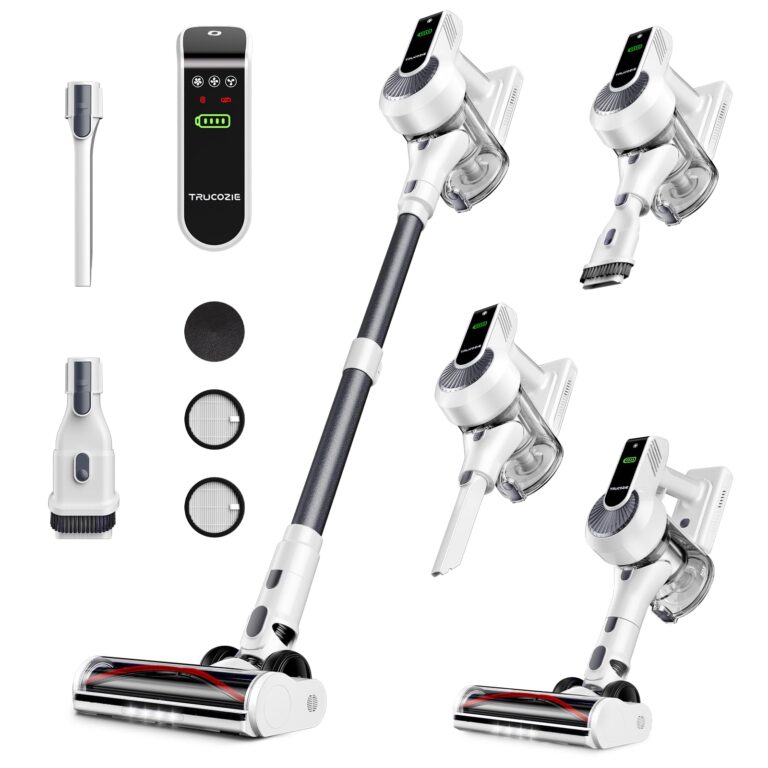 Cordless Vacuum Cleaner, 40Kpa 45Mins Vacuum Cleaners for Home, 8-in-1 Lightweight Stick Vacuum with Powerful Suction, Anti-tangle Wireless Vacuum for Carpet, Tile, Pet Hair, Hardwood Floors, White