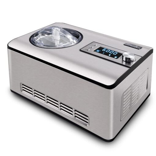 KUMIO 2.2-Quart Ice Cream Maker with Compressor, 2 in 1 Ice Cream Yogurt Machine, No Pre-Freezing, Stainless Steel Ice Cream Maker Machine with LCD Display, No Pre-Freezing