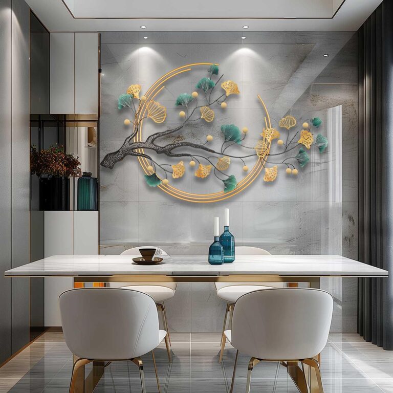 Metal Wall Art Decor For Living Room, 59" Ginkgo Leaf Wall Decor, Adornos Pare Sala Modernos, 3D Gold Wall Art Decorations, Large Modern Metal Wall Sculptures For Living Room Dining Room Bedroom (ginkgo leaf) - Image 2