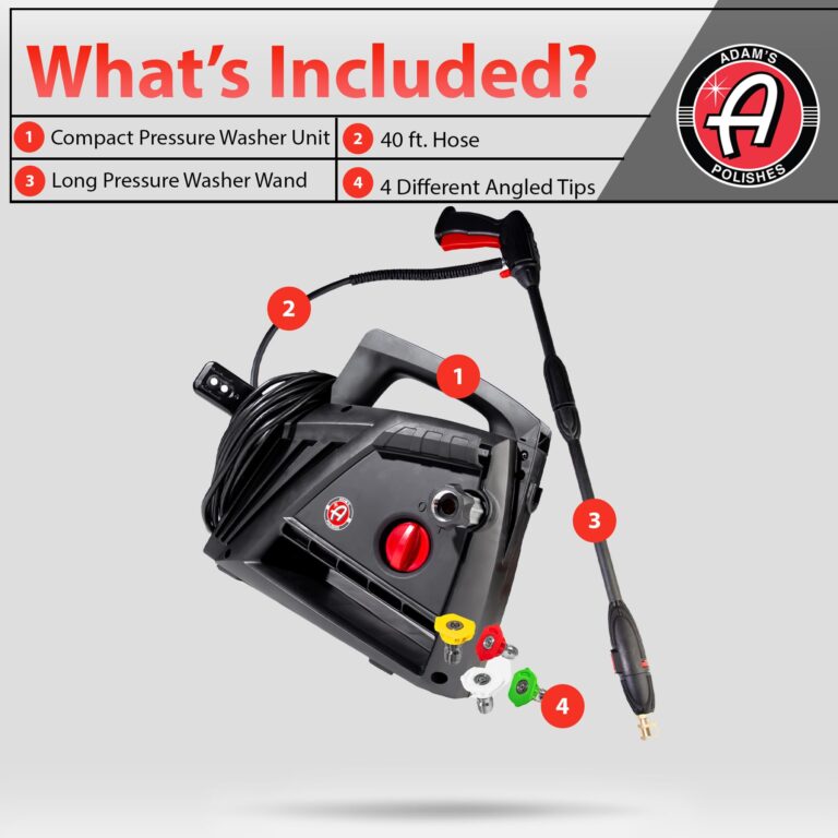Adam's Polishes Compact Pressure Washer - Powerful, Lightweight, Portable Electric Pressure Washer Sprayer | Max 1500 PSI, 1.2 GPM | for Car Home Auto Patio RV Motorcycle & Garage - Image 7