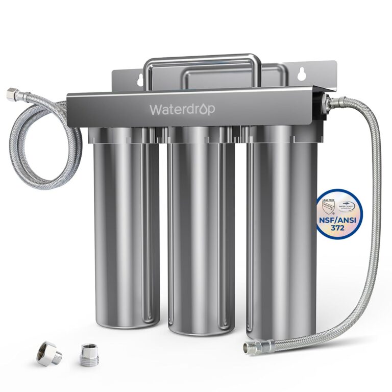 Waterdrop TST-UF 0.01μm Ultra-Filtration Under Sink Water Filter, Stainless Steel Water Filter for Sink, 5X Service Life, 99.99% of Contaminants Larger Than 0.01μm, Direct Connect to Kitchen Faucet