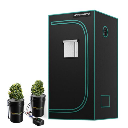MARS HYDRO 3x3 Grow Tent (36"x36"x71") & 2 Buckets 5 Gallon DWC Hydroponics Grow System Combo Kit, Indoor Plant Growing Set, Maximizes Plant Yield in Hydroponics or Indoor Gardening