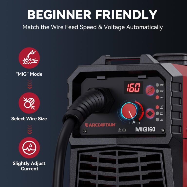 ARCCAPTAIN 160A MIG Welder 110V 220V 4 in 1 Welding Machine Gas MIG, Gasless MIG Flux Core Welder, Lift TIG, MMA Stick Welder, Welder Machine with Synergy for Beginner IGBT Inverter Portable Welder - Image 7