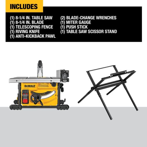DEWALT Portable Table Saw with Stand, 8-1/4 inch, up to 48-Degree Angle Cuts (DWE7485WS) - Image 9