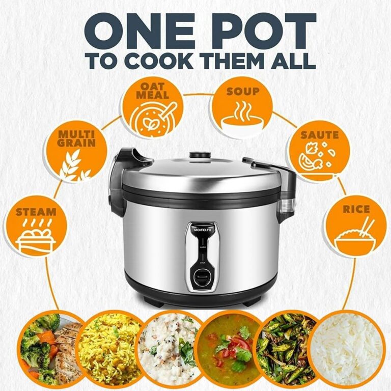 MOIFELTO 13.8QT Large Commercial rice cooker 65 cups cooked Stainless Steel rice Commercial Electiric Rice Warmer for 14-25 people, with One-Touch Operation | Auto Keep Warm | Non-Stick Inner Pot - Image 7