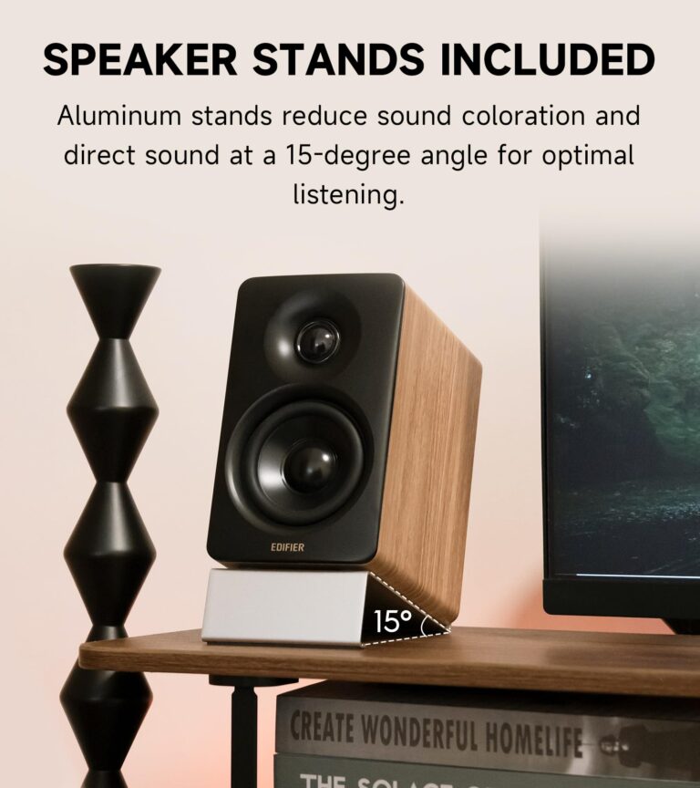 Edifier M60 Multimedia Speaker Bluetooth 5.3, 66W RMS, Hi-Res Audio & Hi-Res Wireless Audio, LDAC,3" Mid Bass & 1" Tweeter, USB-C & Aux Inputs, Compact Desktop Speaker – Classic Oak - Image 3