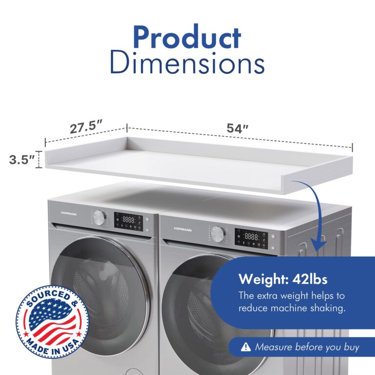 OfficeSimpli Washer Dryer Countertop, Made in USA, Non-Slip Pads, Easy Clean, Laundry Room Essentials and Decor, Washer Dryer Wood Top for Organization (Glacier White, Standard (27.5" x 54")) - Image 8