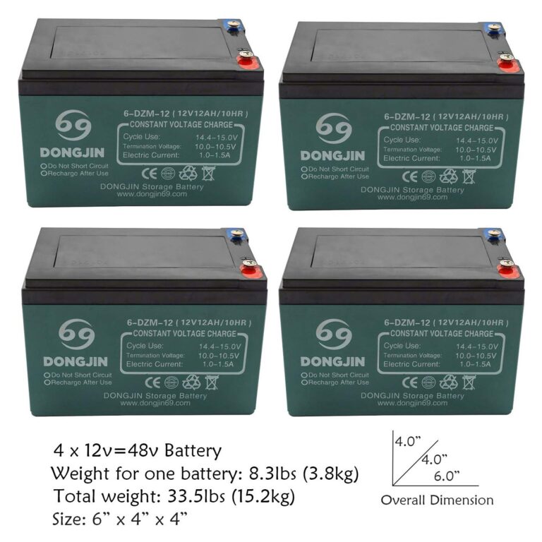 Fuerduo 4PCS 6-DZM-12 12V 12Ah AGM Rechargeable Battery for Electric Go Kart ATV Scooter Golf Cart 5.91"(L) x 3.94"(W) x 3.82"(H) - Image 4
