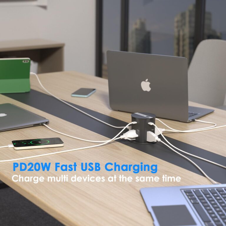 ANNQUAN 3.15" Pop Up Outlet with 15W Wireless Charger,Max 20W Power Delivery,800J Surge Protection,4 Tamper Resistant Outlets,4 USB Ports ETL Listed - Image 7