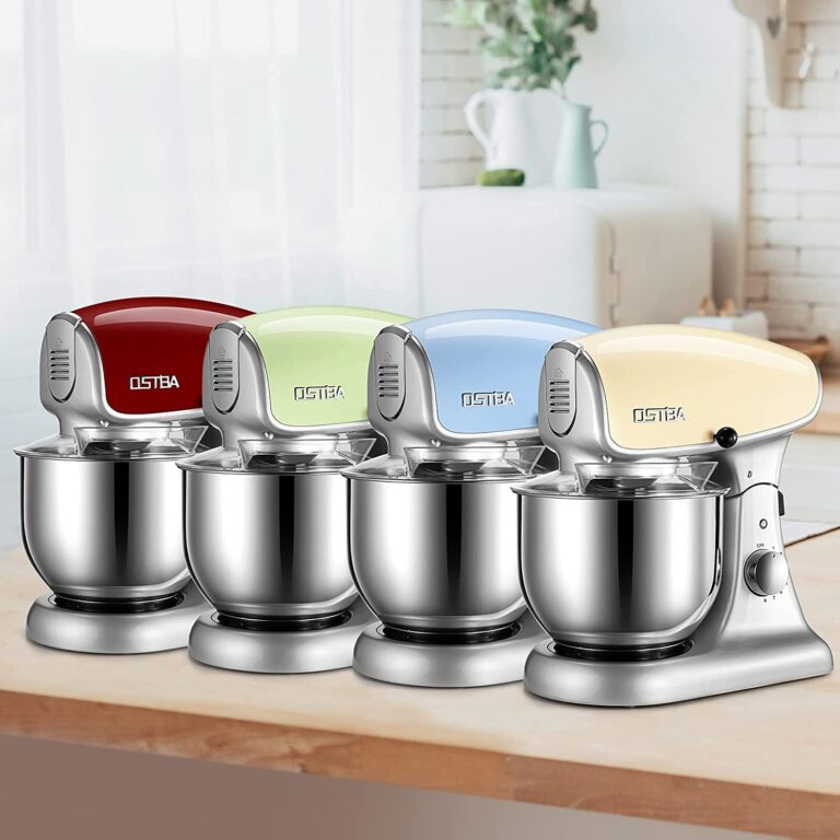 OSTBA Die-Cast Stand Mixer, 8 Speeds, 600W, 5.5Qt Tilt-Head, Stainless Steel Bowl, Dishwasher Safe, Dough Hook, Egg Whisk, Mixer Beater, Splash Guard, Almond Cream - Image 2