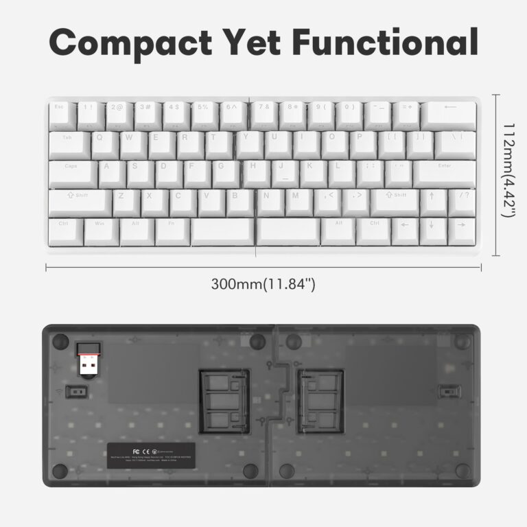NocFree Wireless Ergonomic Split Mechanical Keyboard - Linear, Hot-Swappable, Compact 60% Layout, Programmable for Mac & Windows, PBT Keycaps(Standard Version) - Image 2