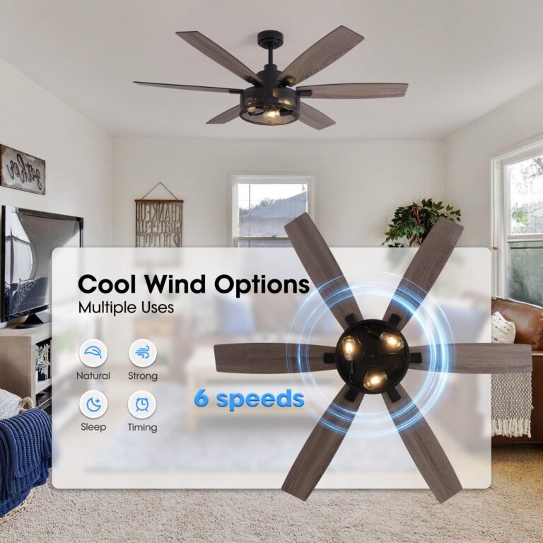 LuminFan 60 Inch Ceiling Fans with Lights and Remote Control, Farmhouse Ceiling Fan for Bedroom Living Room and Patio, Black Caged Ceiling Fan for Indoor and Outdoor - Image 6