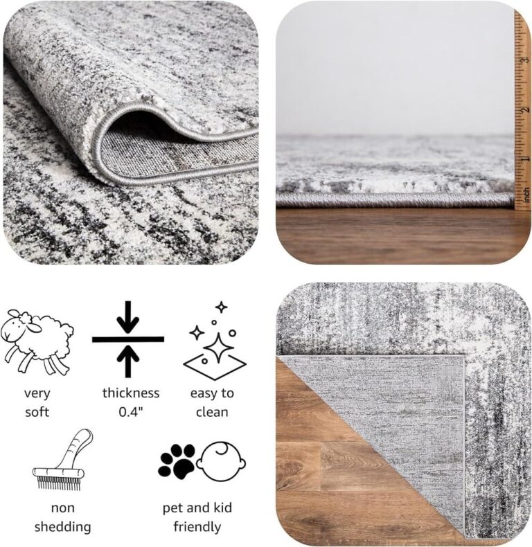 Keen Home Design Area Rugs - 9x12 Non-Shedding, Abstract Rugs for Kitchen, Living Room, Bedroom, Dining Room, Entryway - Size: 9'2" x 11'11", Abstract Cream/Grey - Image 2