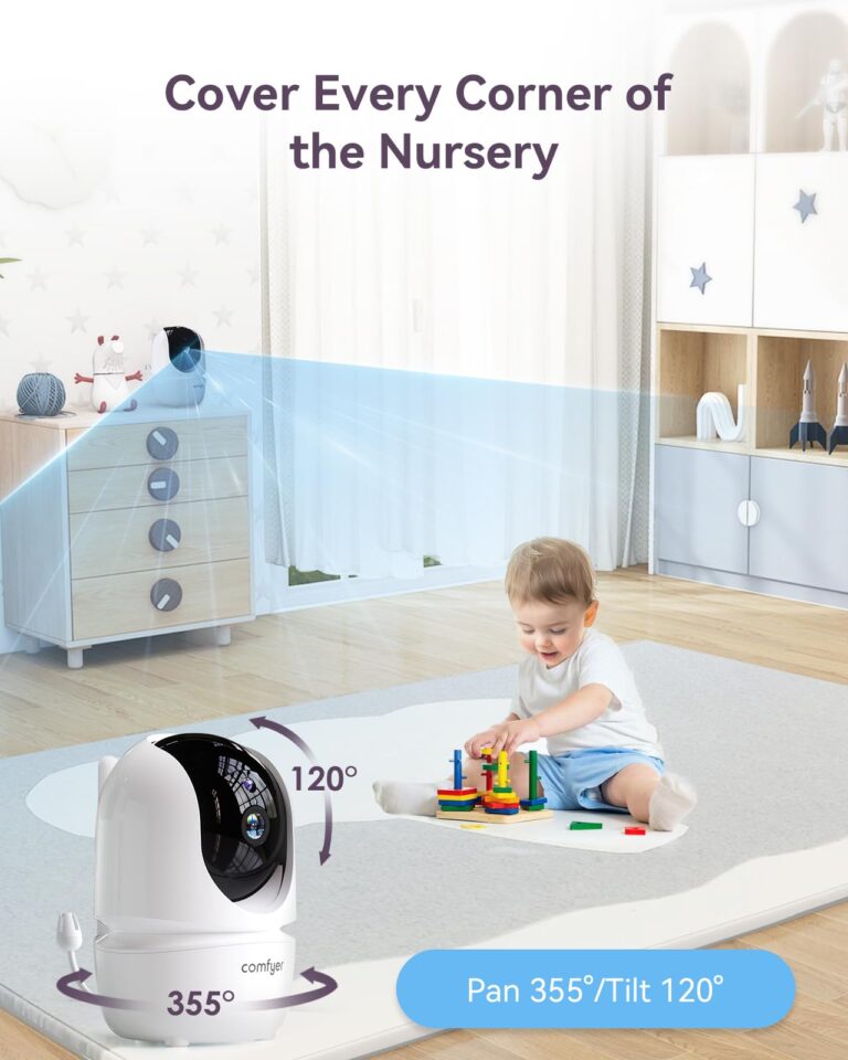 Comfyer Split-Screen Baby Monitor with 2 1080P Cameras, 7" HD 720P Baby Monitor No WiFi with a Flexible Bracket, Video Baby Monitor with Camera and Audio, 2 Way Audio, Remote PTZ, Auto Night Vision - Image 5