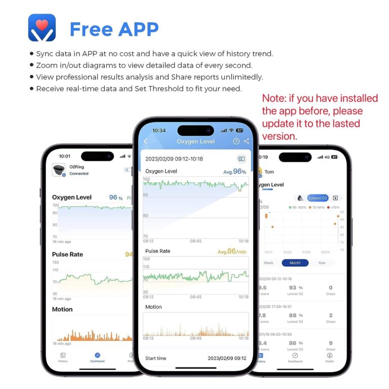 Wellue O2Ring Pulse Oximter, Bluetooth SPO2 Blood Oxygen Saturation Monitor - Wearable O2 Ring Sensor with Vibration Reminder, Free APP & PC Report, Rechargeable - Image 5