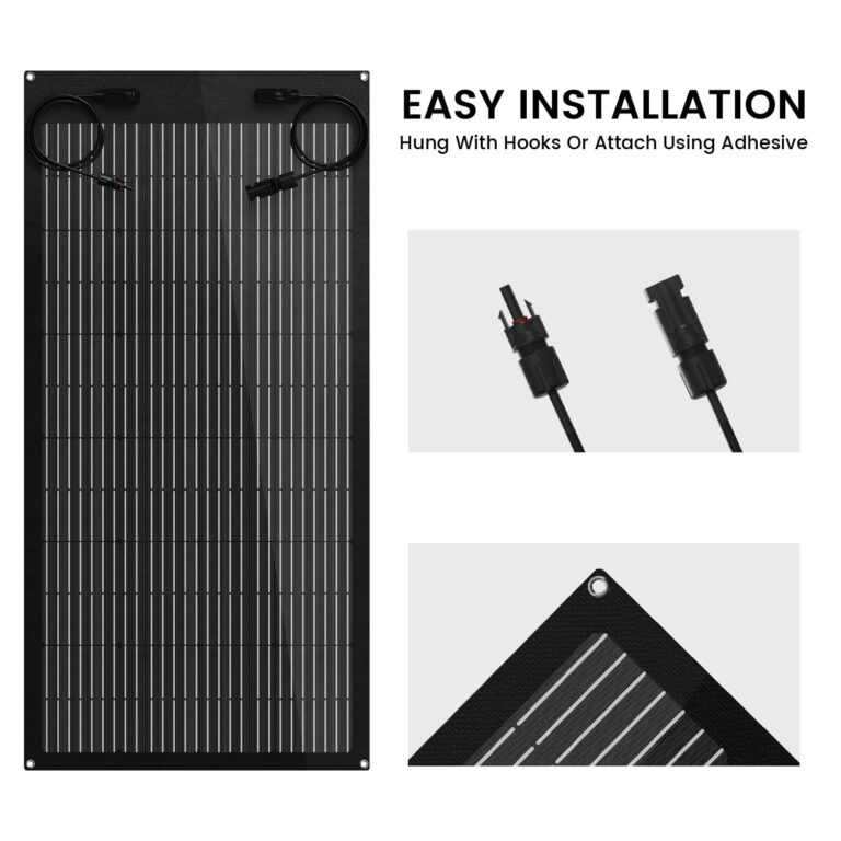 NURZVIY 100 Watt Flexible Solar Panel 12V Monocrystalline 100W 12 Volt Semi-Flex ETFE Solar Panel Charger Off-Grid for Marine RV Trailer Boat Cabin Van Car Uneven Surfaces - Image 5