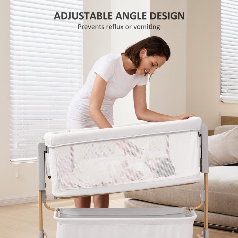 3 in 1 Baby Bassinet, Rocking Bassinet, Bedside Bassinet, 6-Height Adjustable, Bassinet Bedside Sleeper, Bedside Bassient for Baby with Comfy Mattress, Breathable Mesh, Large Storage Basket - Image 4