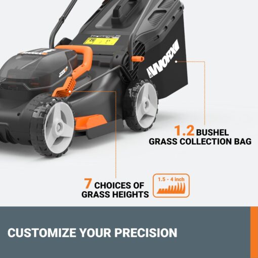 WORX 40V 17" Cordless Lawn Mower for Small Yards, 2-in-1 Electric Mower Cuts Quiet, Compact & Lightweight Push Lawn Mower with 7-Position Height Adjustment – 2 Batteries & Charger Included - Image 6