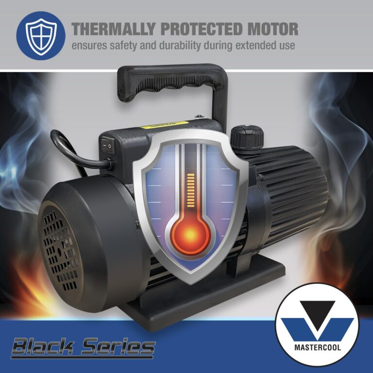 Mastercool 90059-BL Black Series 1.8 CFM Single Stage Vacuum Pump with Thermally Protected Motor, High-Volume Fan, and Oil Drain Valve – 110/120V, 60Hz - Image 5