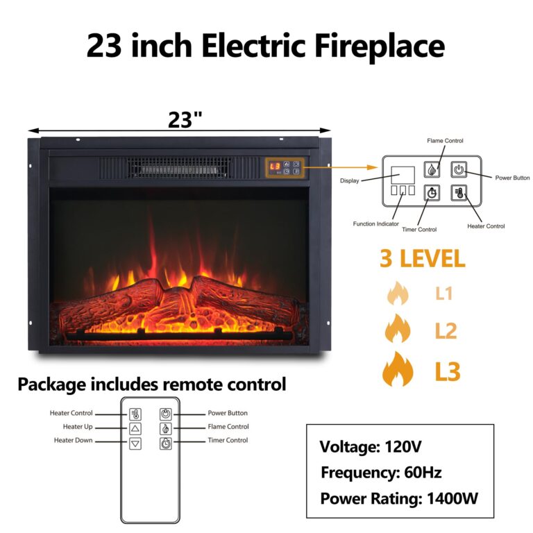 43" Electric Fireplace with Mantel, Electric Fireplace Heater, TV Stand w/Freestanding Electric Fireplaces, Stacked Stone Surround, Remote Control, Adjustable Flame Level for Living Room (Light Brown) - Image 3