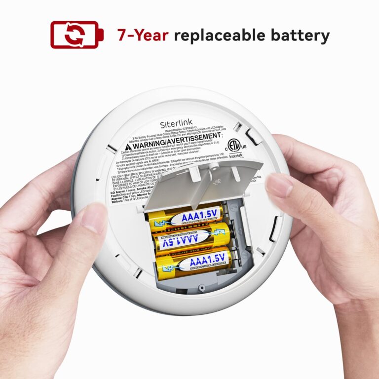 Siterlink Smoke and Carbon Monoxide Detector Combo with LCD Display, 2 in 1 Fire and CO Detector Alarm with LED Indicator & Test Button, Battery Operated, UL 217 & UL 2034 Standards, 5 Pack - Image 5