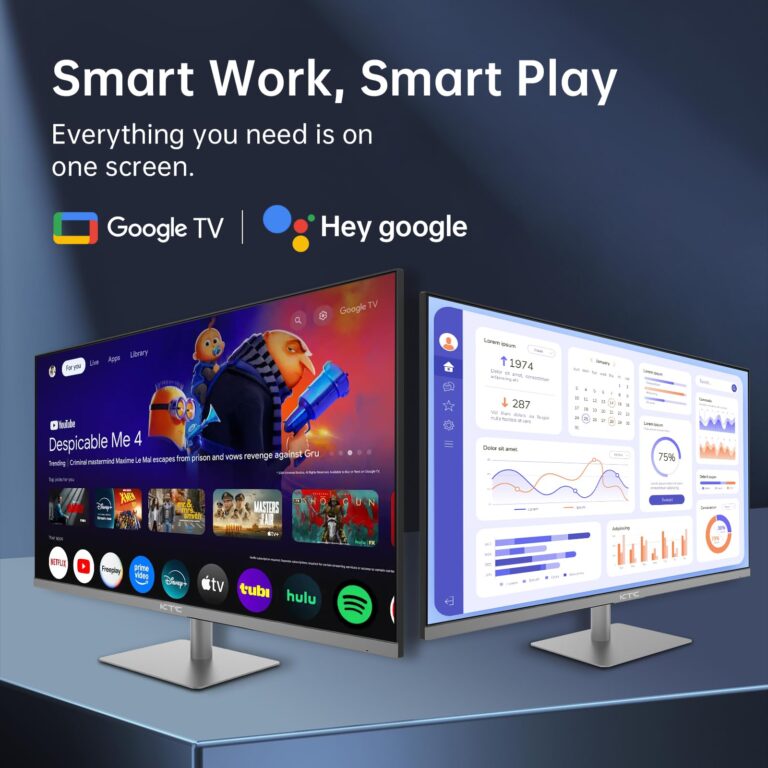KTC 32 Inch 4K Smart Monitor with Google TV System 3840 * 2160P Netflix Licensed Type C 65W PD Speakers 5W*2 Dolby Audio Hey Google Voice Remote HDR WiFi Bluetooth VESA Tiltable 32 in Smart TV - Image 9