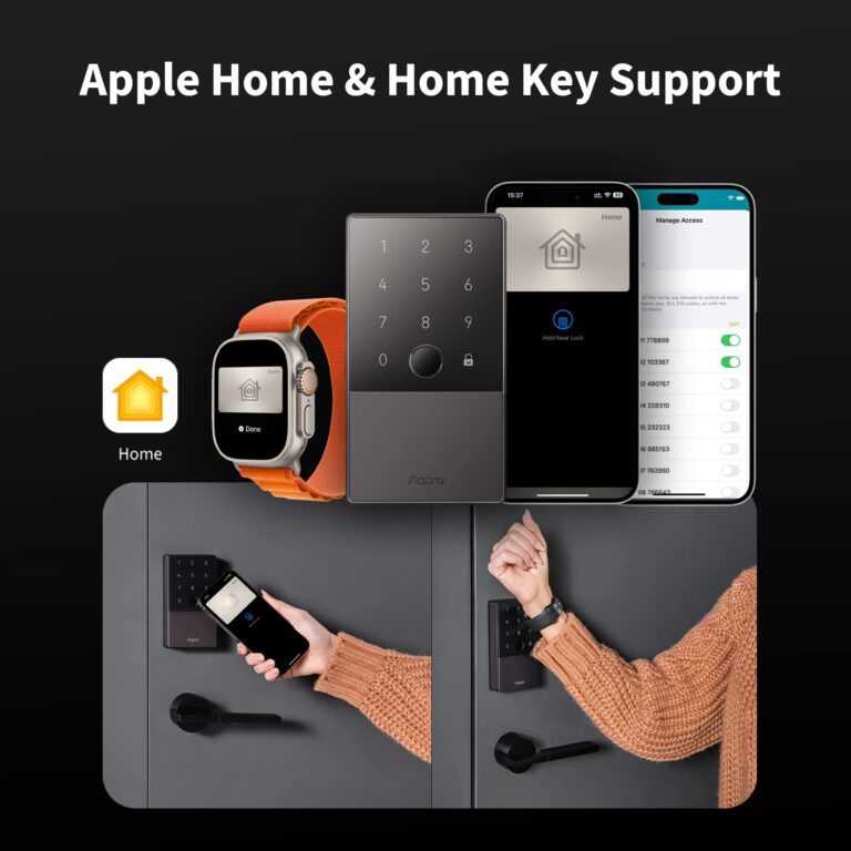 Aqara Smart Lock U100, Fingerprint Keyless Entry Door Lock with Apple Home Key, Touchscreen Keypad, Bluetooth Electronic Deadbolt, IP65 Weatherproof, Supports Apple HomeKit, Alexa, Google, IFTTT, Gray - Image 6