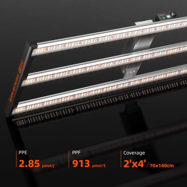 Spider Farmer SE4500 320W LED Grow Lights, Samsung LM301H EVO Diodes, 2025 Upgraded Remote App Control, 2X4ft Coverage Full Spectrum Dimmable Bar Style Growing Lamp for Indoor Plants - Image 4